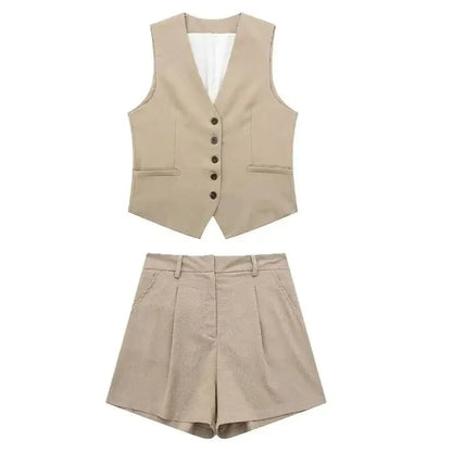 Green Vest & Shorts Set | Wovetsa