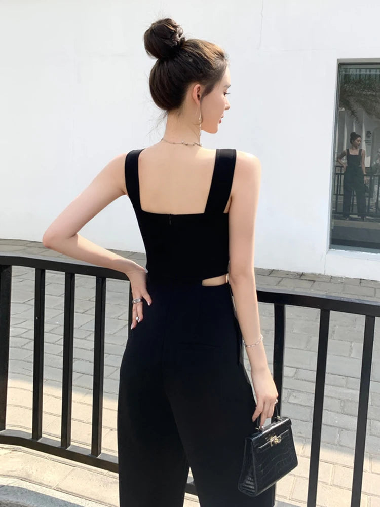 Backless Hollow-Out Wide Leg Jumpsuit | Wovetsa
