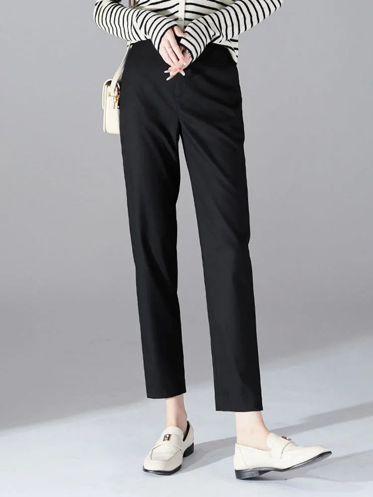 High-Waist Straight Suit Trousers | Wovetsa