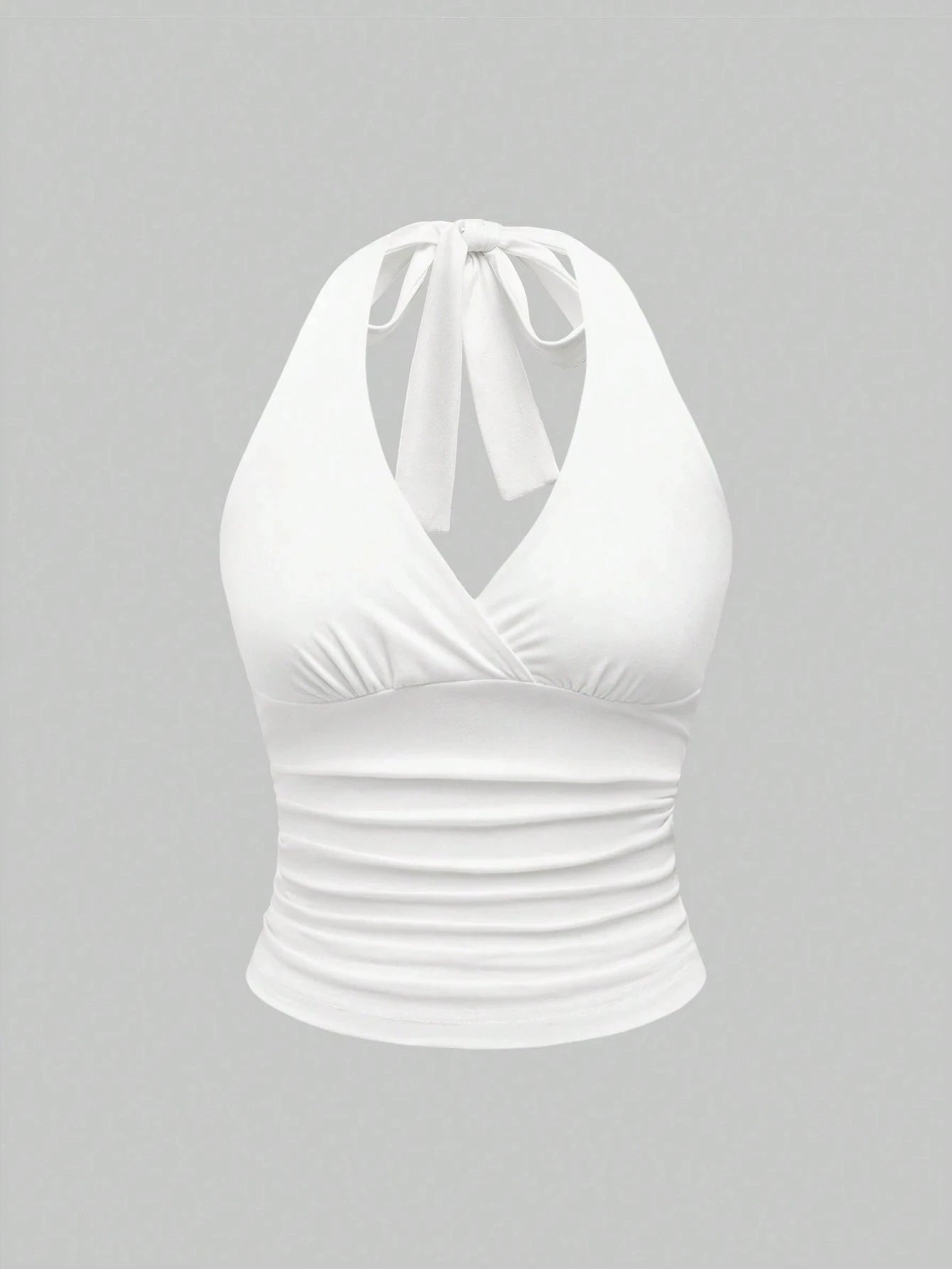 Y2K Backless Halter Ruched Crop Top | Wovetsa