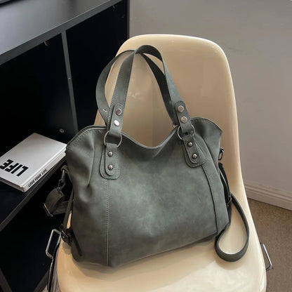 Large Capacity Vintage PU Tote Bag | Wovetsa