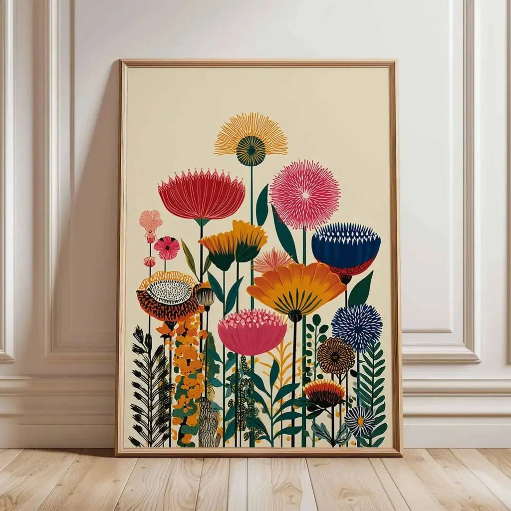 Colorful Botanical Floral Canvas Print | Wovetsa