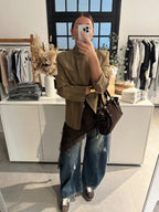 Striped Turtleneck Loose Blazer | Wovetsa