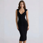 Striped Bandage Knit Midi Dress | Wovetsa