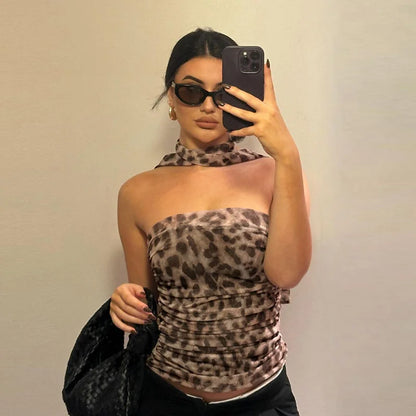 Leopard Print Off-Shoulder Top | Wovetsa