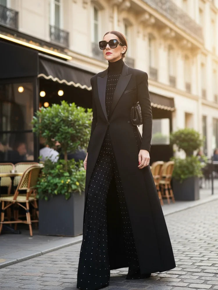 Extra Long Split Slim Blazer Coat | Wovetsa