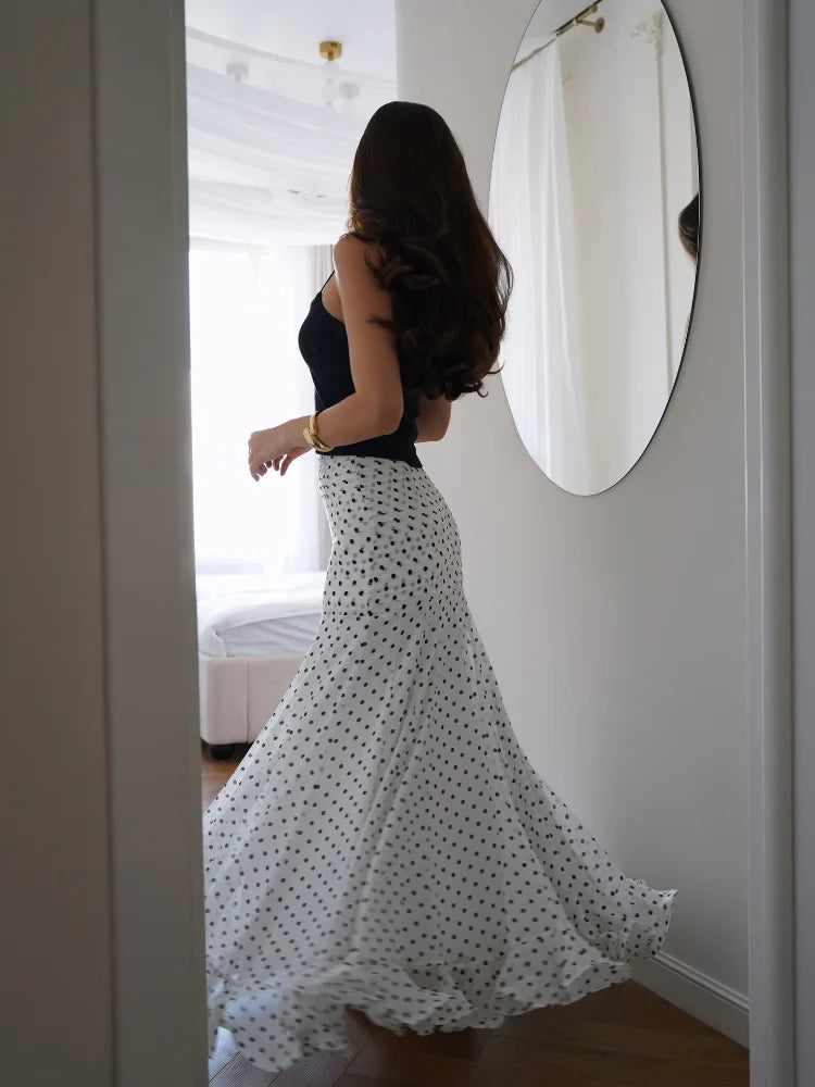 Polka Dot Mermaid Maxi Skirt | Wovetsa