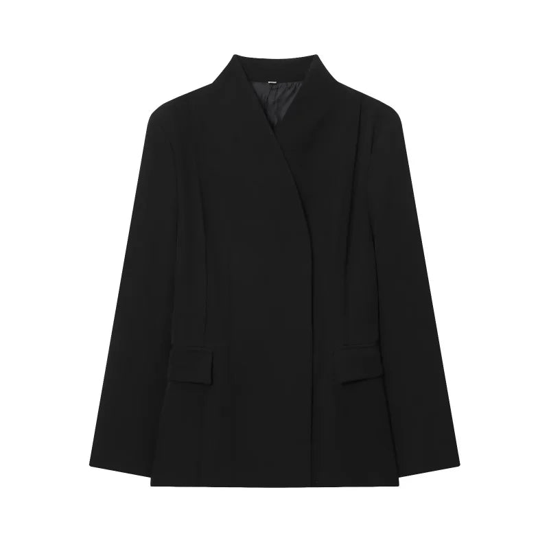 High Collar Slim Blazer & Wide Leg Trouser Set | Wovetsa