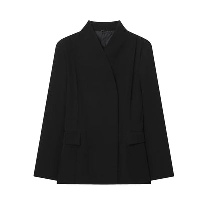 High Collar Slim Blazer & Wide Leg Trouser Set | Wovetsa