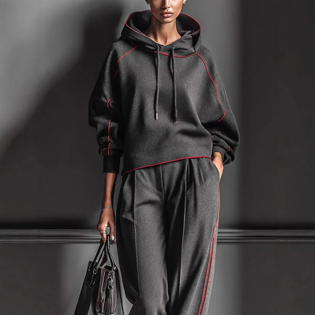 2026 Spring Summer Women's Fashion Long Sleeve Hooded Sweatshirt Matching Casual Long Pants Two-Piece Set