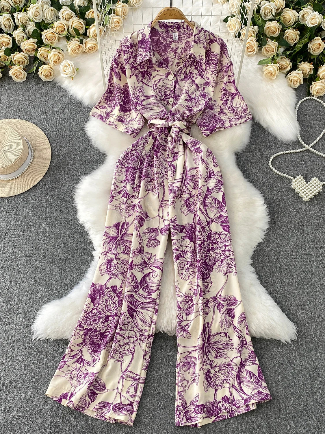 Floral Wide-Leg Jumpsuit | Wovetsa