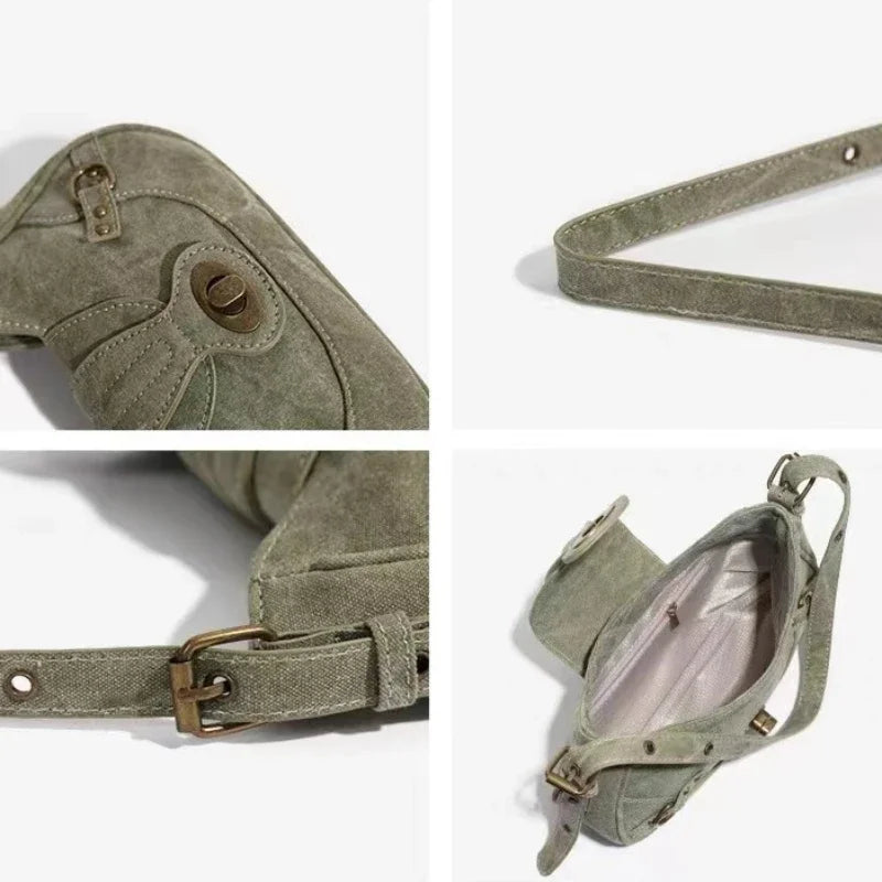 Y2K Rivet Canvas Saddle Bag | Wovetsa