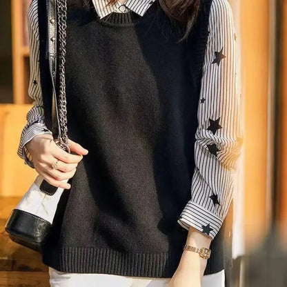 Button-Detail Knit Sweater Vest | Wovetsa