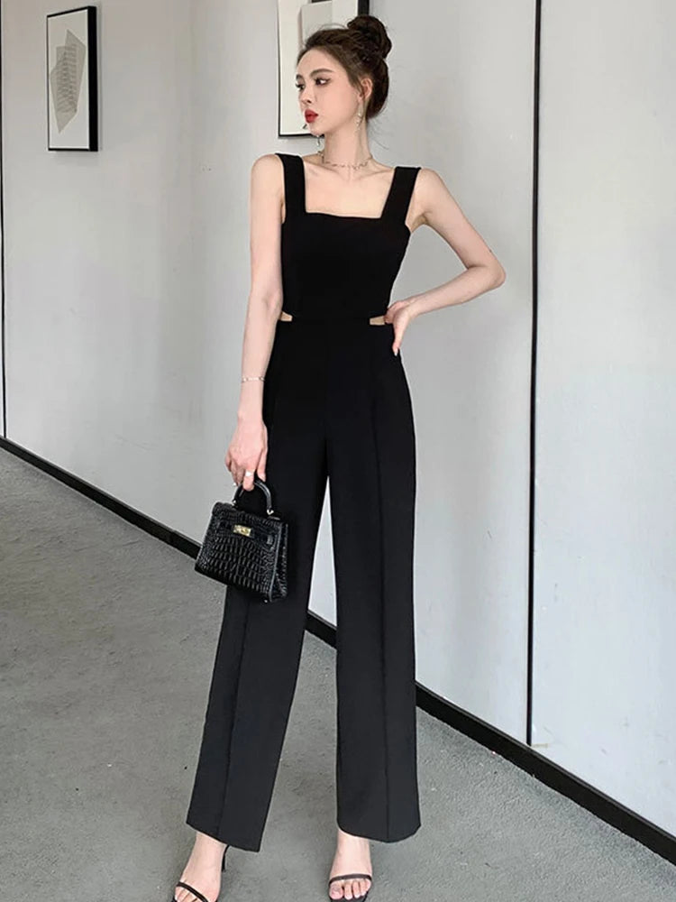 Backless Hollow-Out Wide Leg Jumpsuit | Wovetsa
