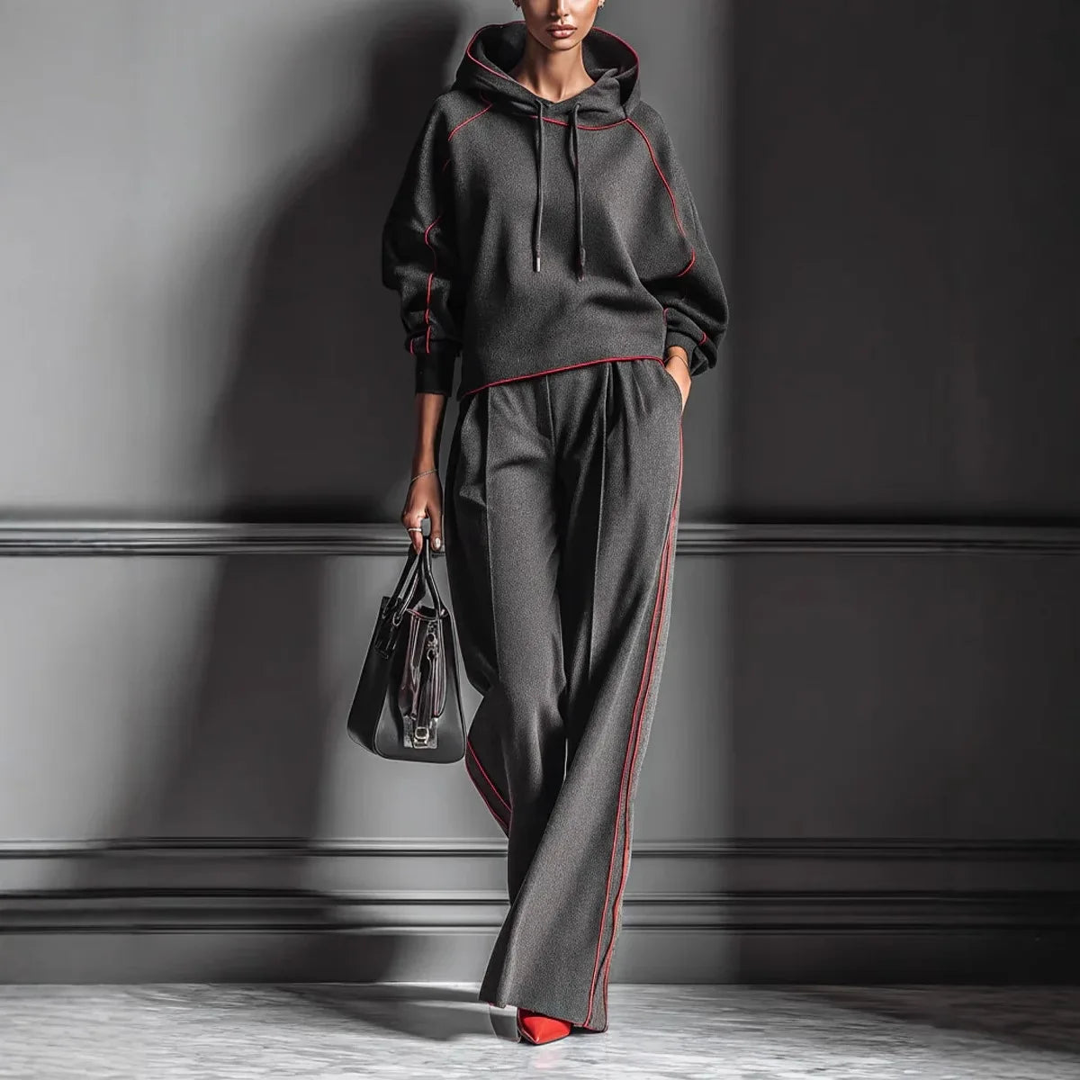2026 Spring Summer Women's Fashion Long Sleeve Hooded Sweatshirt Matching Casual Long Pants Two-Piece Set