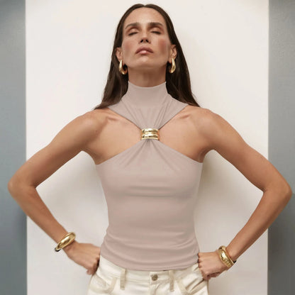 Metal Ring Knit Tank Top Y2K | Wovetsa