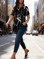 Plus Size Abstract Print Loose T-Shirt | Wovetsa