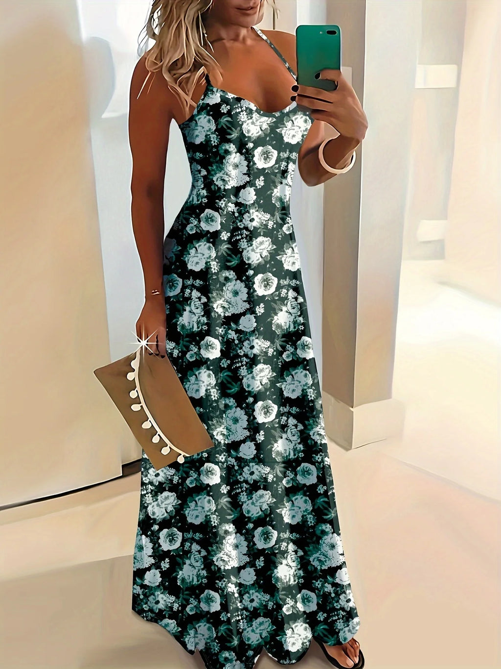 Floral Spaghetti Strap Maxi Dress | Wovetsa