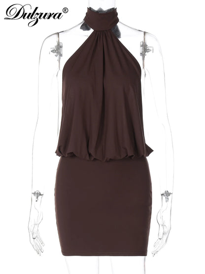 Halter Lace-Up Backless Bodycon Mini Dress | Wovetsa