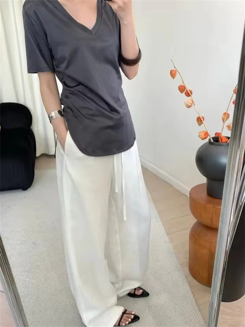 White Linen Wide-Leg Pants | Wovetsa