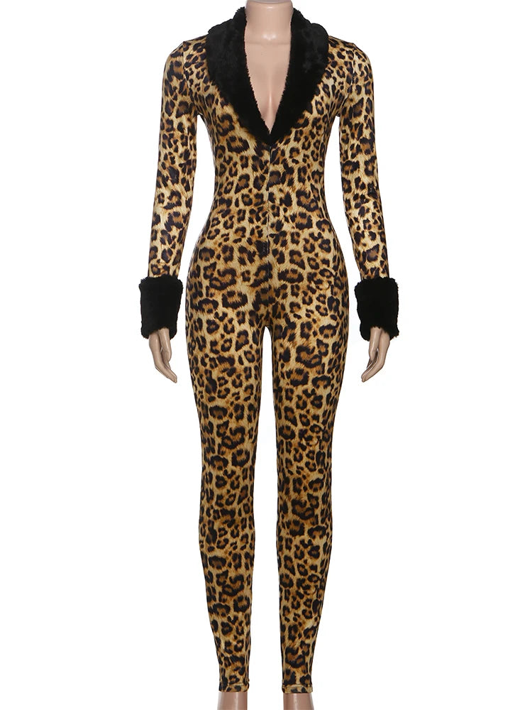 Leopard Print Skinny Jumpsuit | Wovetsa