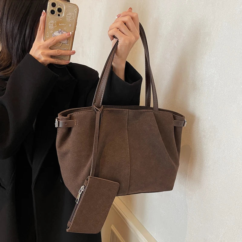 Large Suede Bucket Tote Bag | Wovetsa