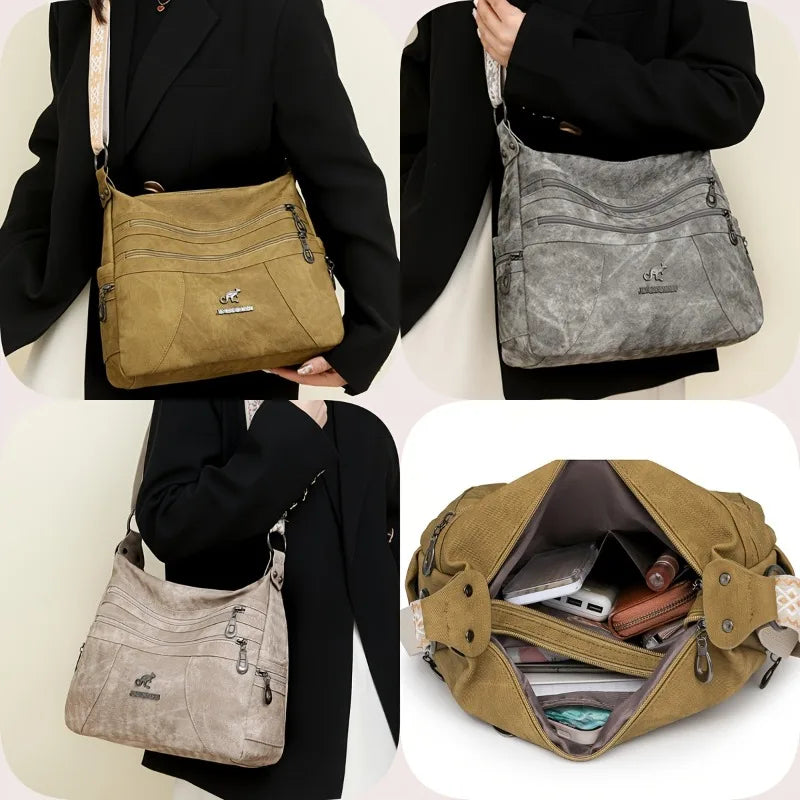 Denim Multi-Layer Crossbody Shoulder Bag | Wovetsa