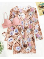 Floral Push-Up Bikini Set with Cover-Up | Wovetsa