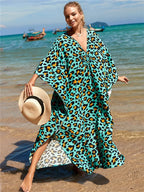 Animal Print Kaftan Beach Cover-Up Dress | Wovetsa