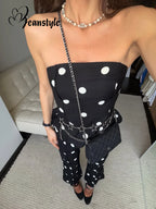 Elegant Polka Dot Women's Jumpsuit Sleeveless Waist-closed Backless Tube Top Lady Long Romper 2026 Summer Fashion Female Rompers
