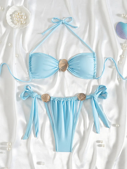 Metal Shell Halter Micro Bikini Set | Wovetsa