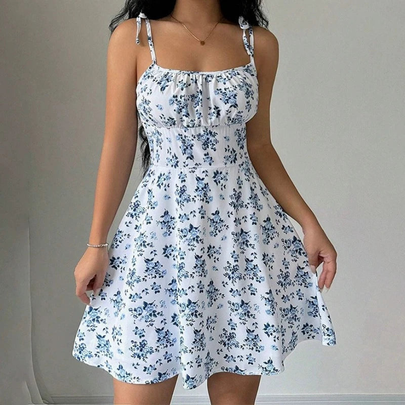 Floral Spaghetti Strap Beach Dress | Wovetsa
