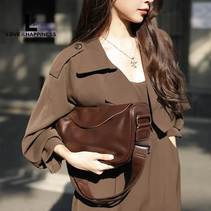 Genuine Leather Saddle Crossbody Bag | Wovetsa