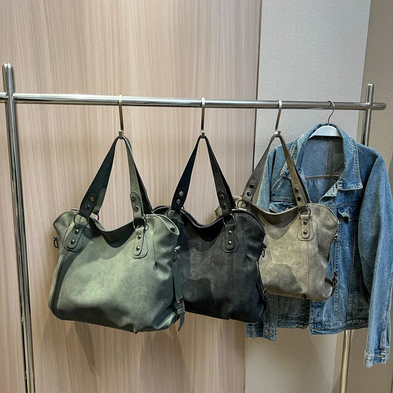 Large Capacity Vintage PU Tote Bag | Wovetsa
