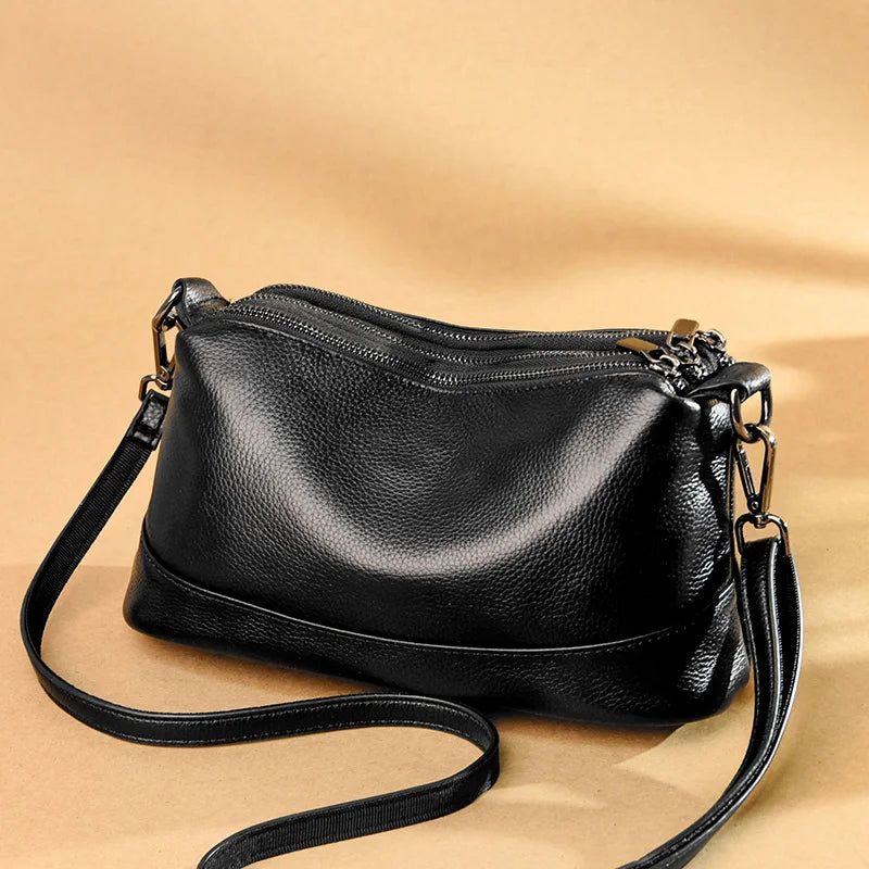 Genuine Cowhide Leather Shoulder Bag | Wovetsa