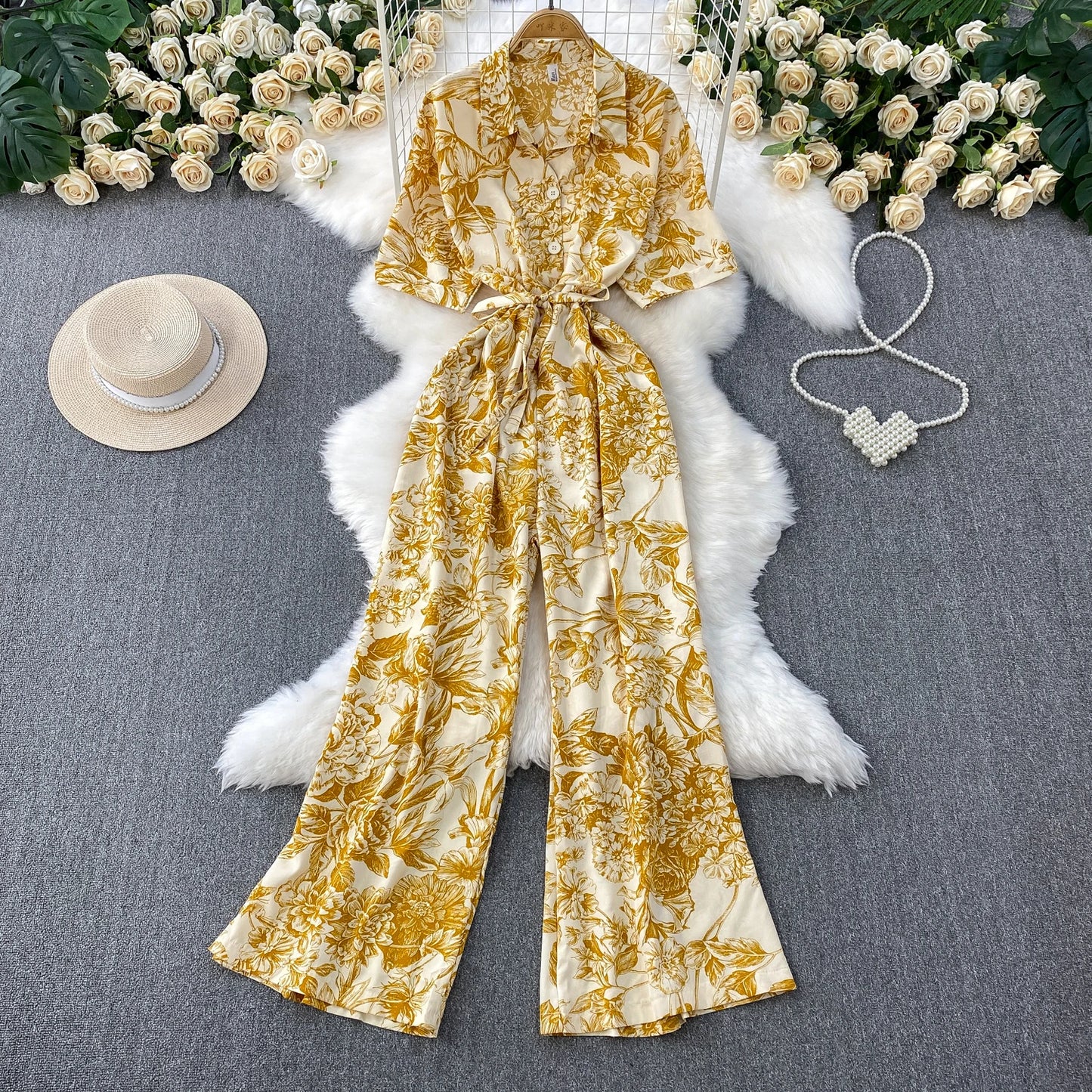 Floral Wide-Leg Jumpsuit | Wovetsa