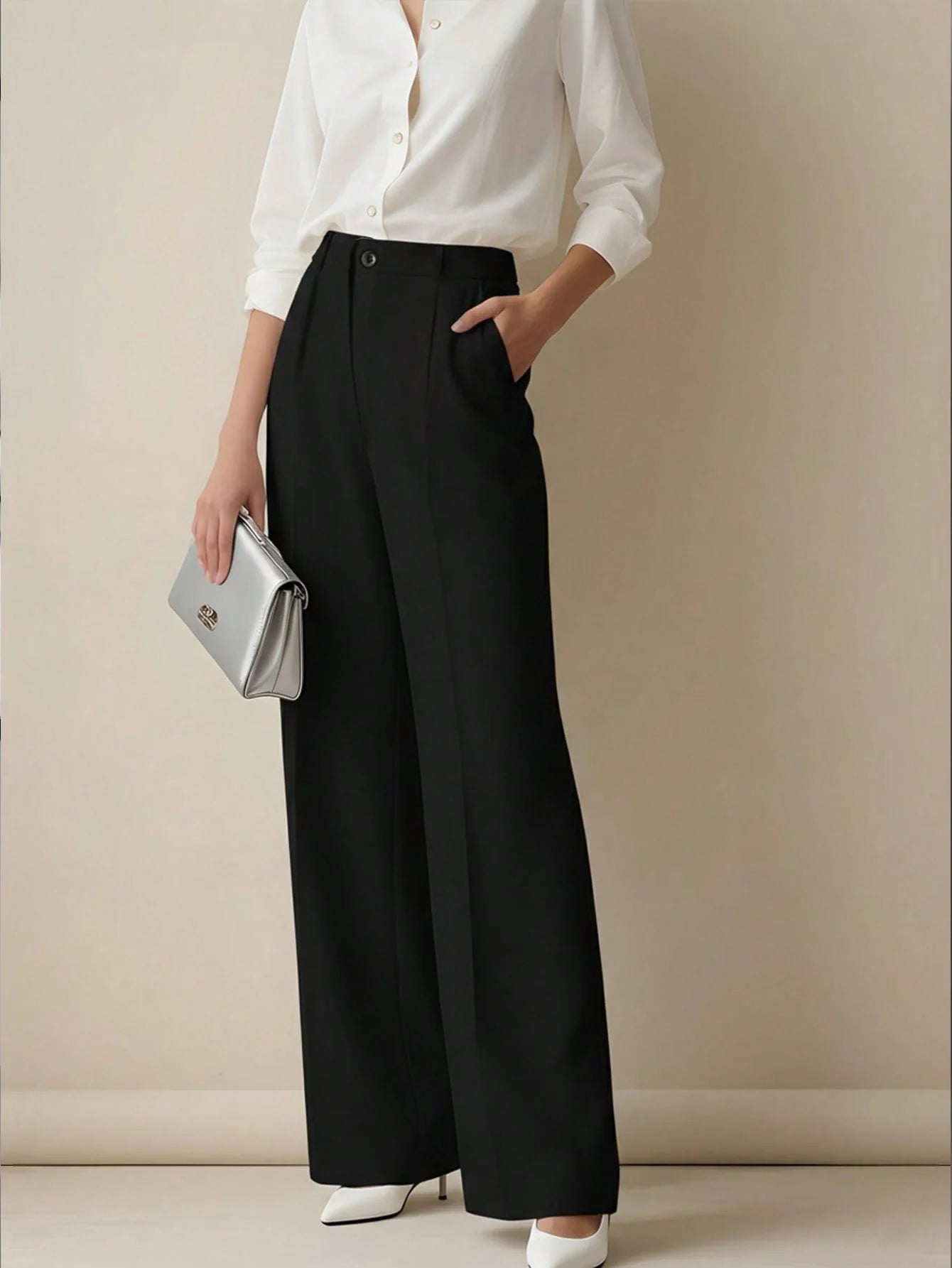 High-Waist Wide-Leg Dress Pants | Wovetsa