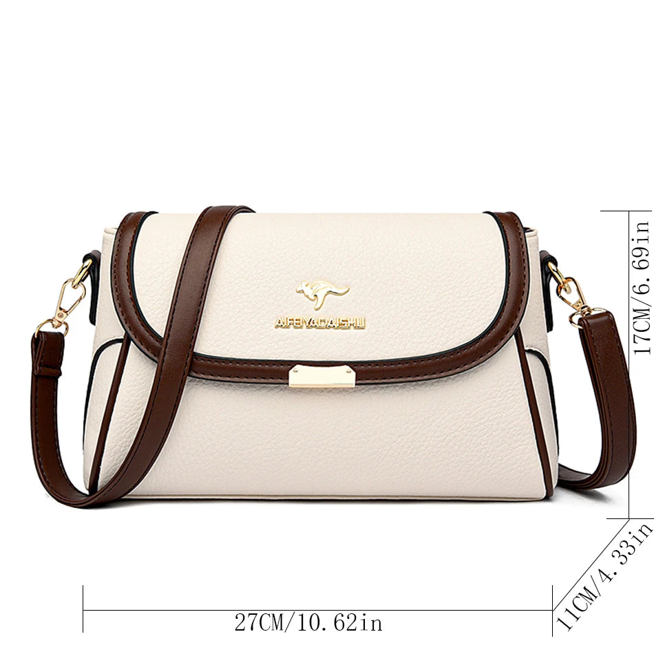 Leather Flap Crossbody Shoulder Bag | Wovetsa