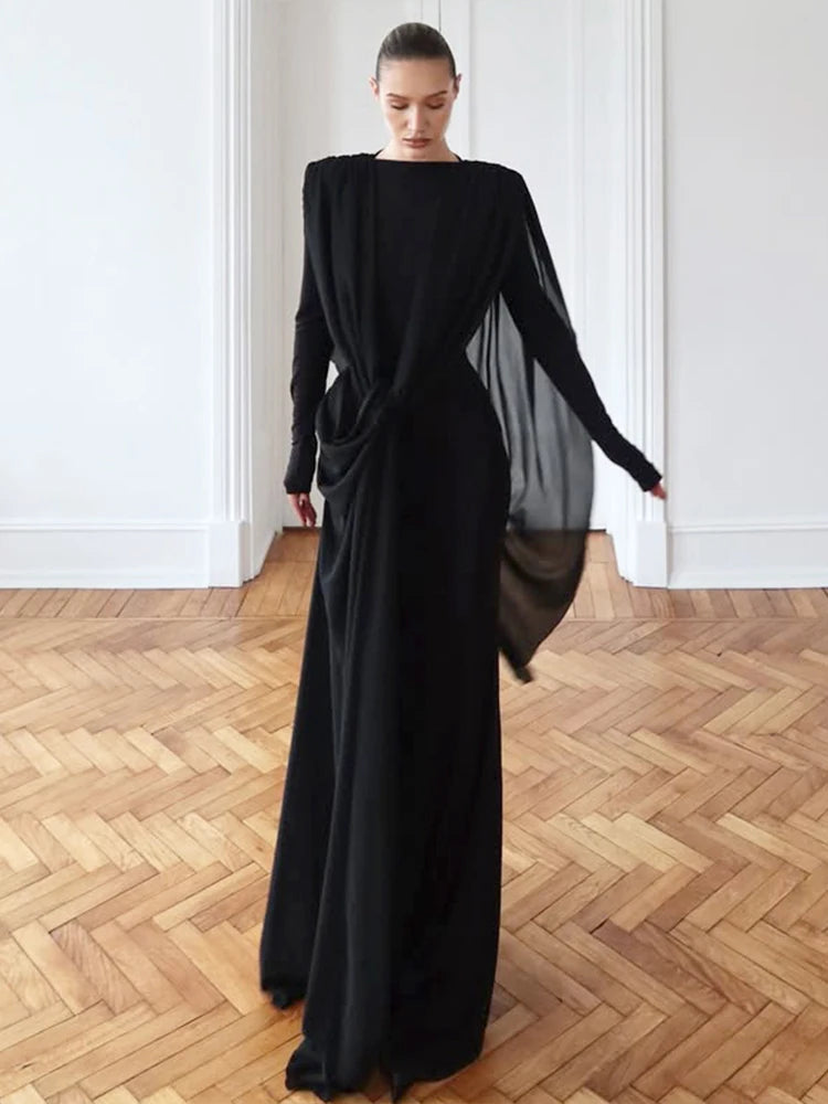 Patchwork Ruched Slim Maxi Bodycon Dress | Wovetsa