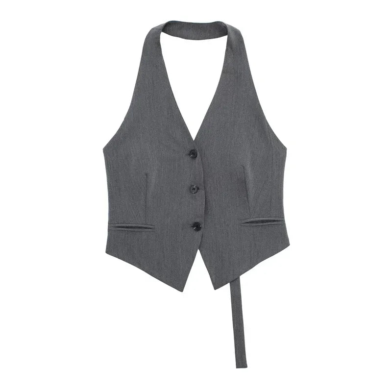 Off-Shoulder Cropped Vest | Wovetsa
