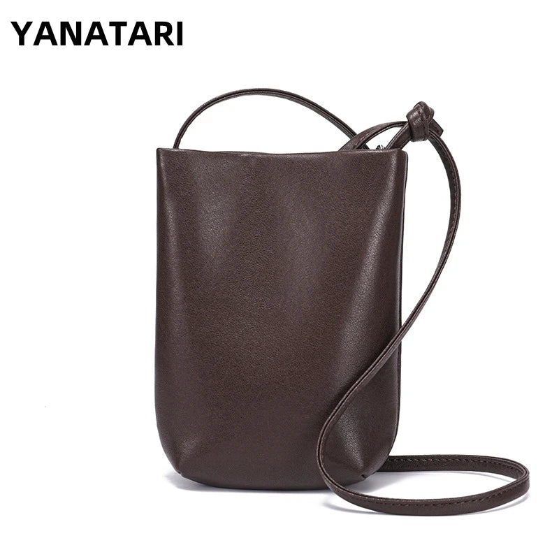 Genuine Leather Mini Shell Crossbody Bag | Wovetsa