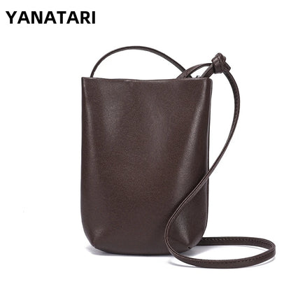 Genuine Leather Mini Shell Crossbody Bag | Wovetsa