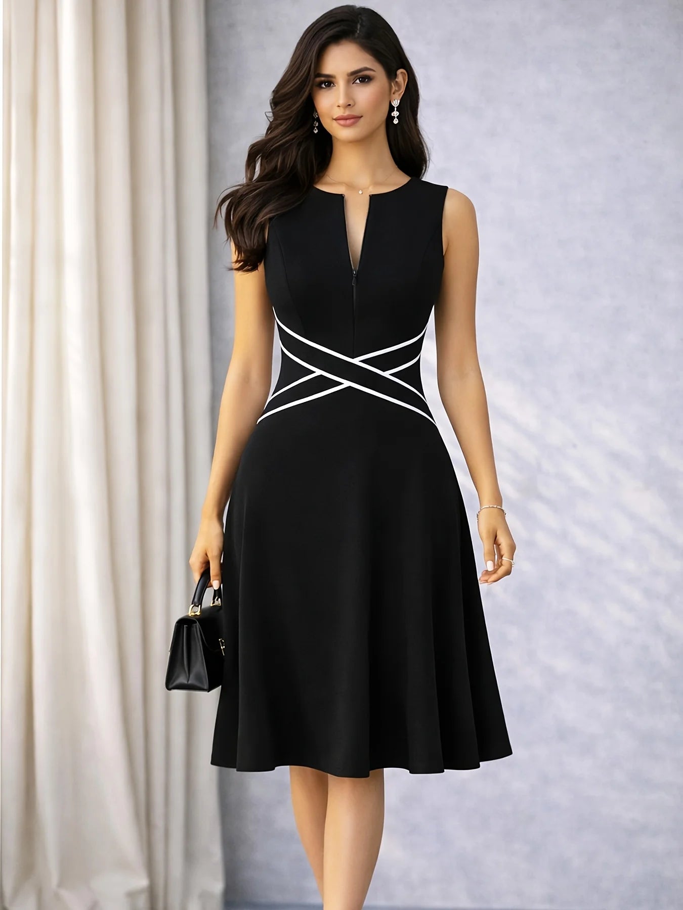 Women's Sleeveless Elegant A-Line Dress | Wovetsa