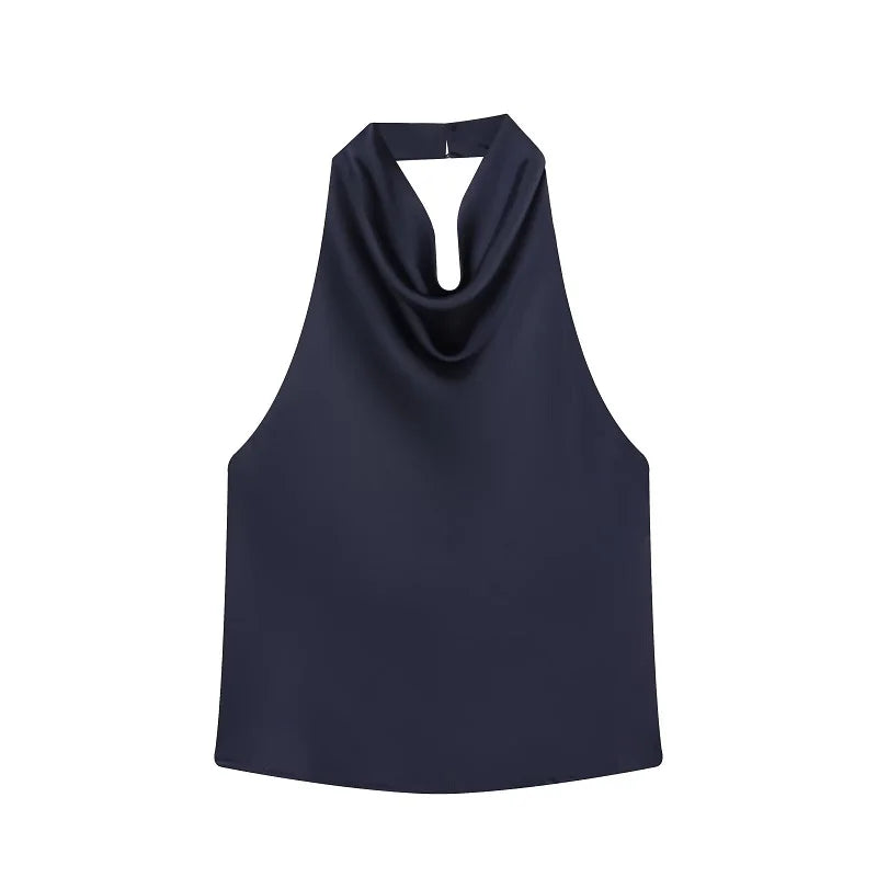 Satin Halter Backless Camisole Top | Wovetsa