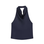 Satin Halter Backless Camisole Top | Wovetsa