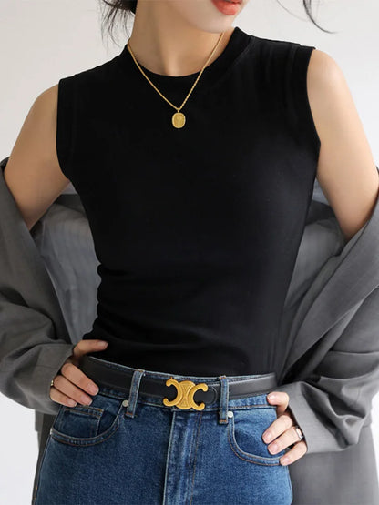 Round Neck Basic Camisole Vest Top | Wovetsa
