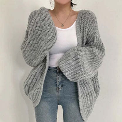 Lantern Sleeve Knit Cardigan | Wovetsa