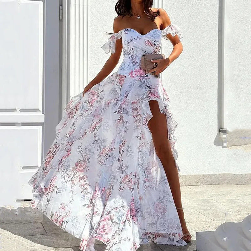 Women's Spicy Girl's Off Shoulder Strap Split Waist Dress Female Robe Sexy Clothes New Trend Summer Fashion 2026