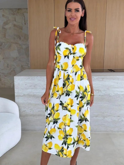 Printed Spaghetti Strap Maxi Dress | Wovetsa