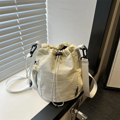 Nylon Drawstring Bucket Crossbody Bag | Wovetsa